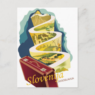 Cartão Postal Eslovênia, Iugoslávia, viagem antiga