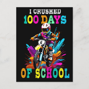 Cartão Postal Esmagei 100 dias na escola Motocross