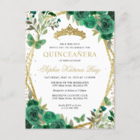 Esmeralda Floral Moderna Verde Dourada Tiara Quinc
