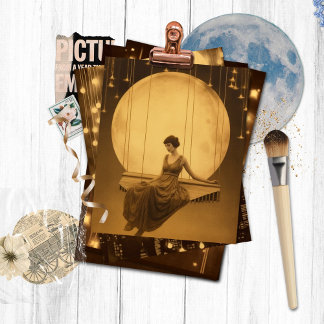 Cartão Postal Esmeray Paper Moon Girl, Vintage Photoshot Jazz