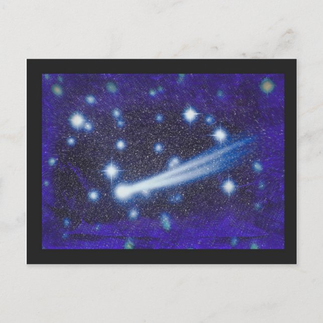 Cartão Postal Espaço estrelado Céu e Asteroide (Frente)
