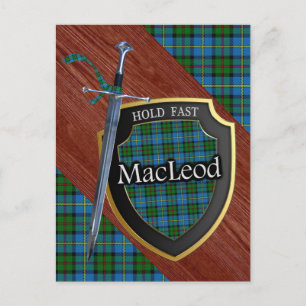 Cartão Postal Espada e Escudo do Clan MacLeod Tartan