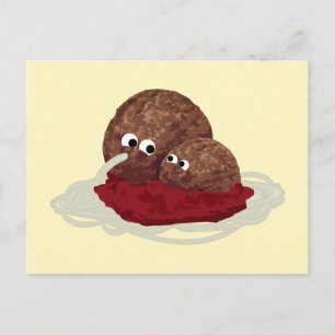 Cartão Postal Espaguete de Comida de Meatball