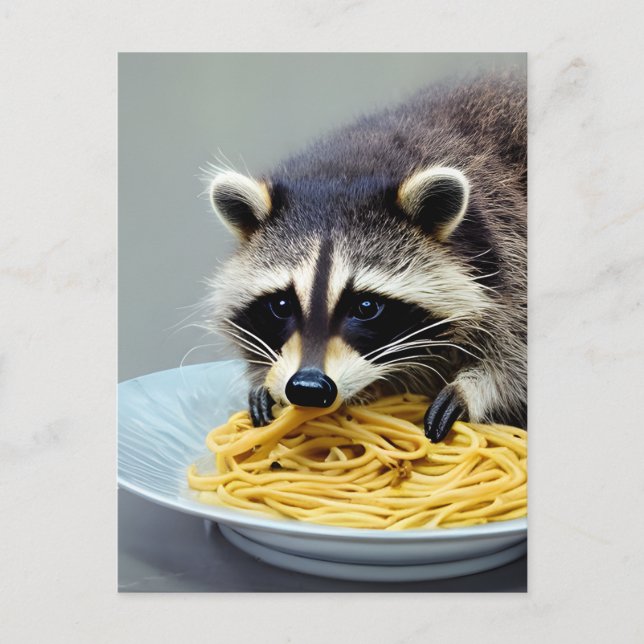Cartão Postal Espaguete de Comida Raccoon (Frente)