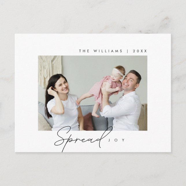 Cartão Postal Espalhar alegria, Feliz Natal, Foto da Família (Frente)
