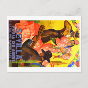 Cartão Postal Espanha 1949 Seville April Fair Poster