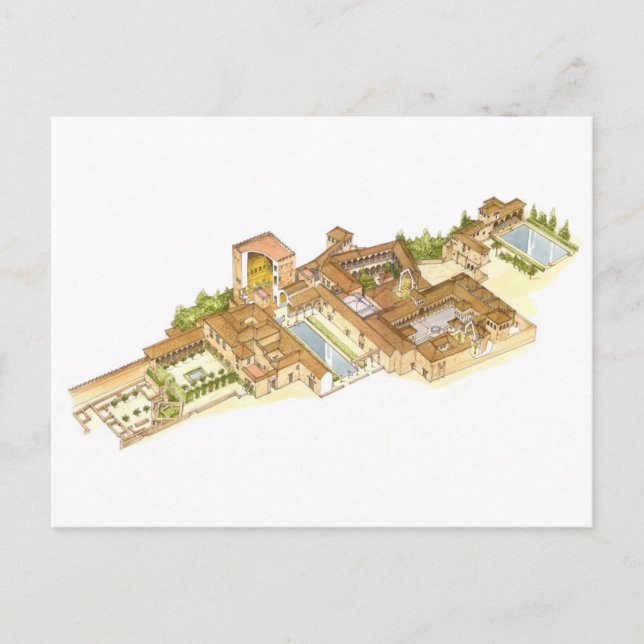 Cartão Postal Espanha Alhambra Granada. Palácios reais (Frente)