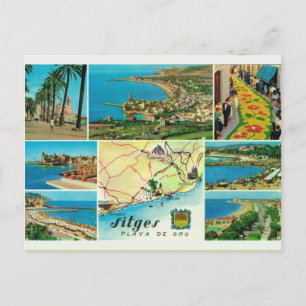 Cartão Postal Espanha Antiga, Sitges, Playo de ouro