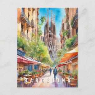 Cartão Postal Espanha Barcelona Sagrada Família Retro Viagem
