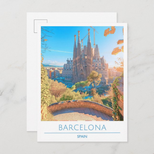 Cartão Postal Espanha Barcelona Viagens vintage (Frente/Verso)
