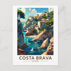 Cartão Postal Espanha Costa Brava Catalunha Viagem Art Vintage