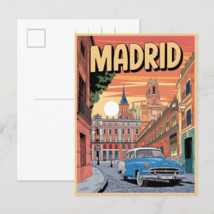 Cartão Postal Espanha da cidade de Madrid, lembranças de viagens