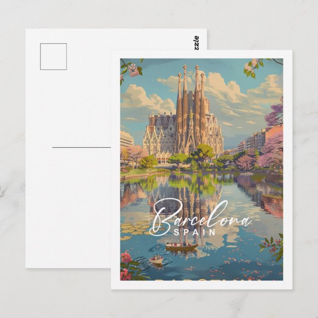 Cartão Postal Espanha de Barcelona Famoso Local de Viagens vinta (Frente/Verso)