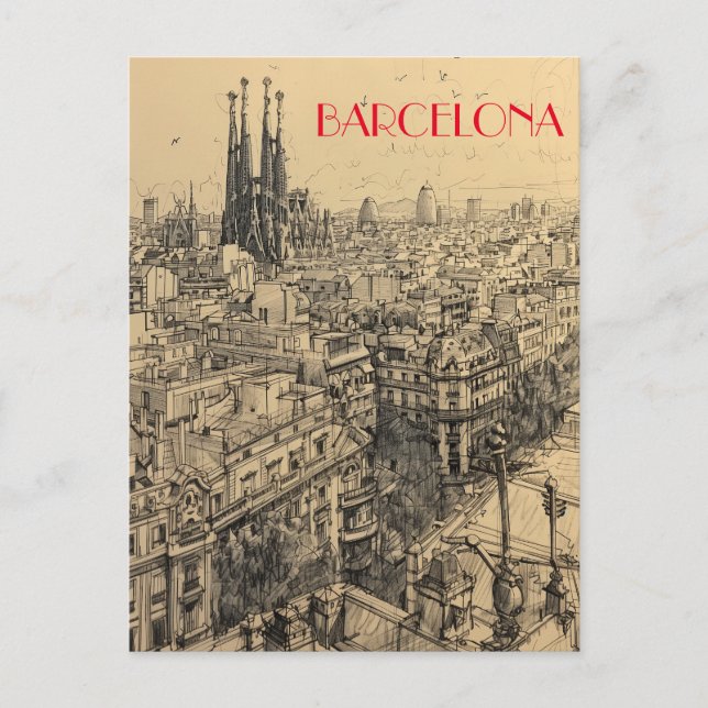 Cartão Postal Espanha de Barcelona La Sagrada Familia (Frente)