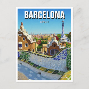 Cartão Postal Espanha de Barcelona Park Güell Viagem
