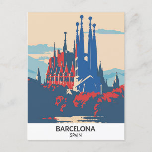 Cartão Postal Espanha de Barcelona Viagem Trabalho de arte