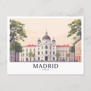 Cartão Postal Espanha de Madrid Palácio Real Óleo de Pastel Desi