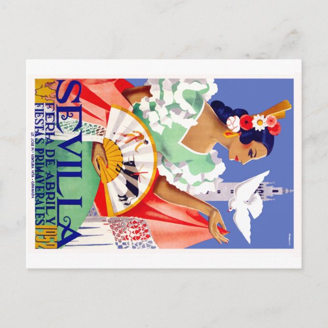 Cartão Postal espanha de Sevilha de 1952 (Frente)