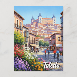 Cartão Postal Espanha de Toledo Flores de Viagem Alcazar
