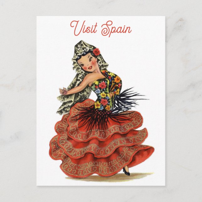 Cartão Postal Espanha de Viagem de Flamenco (Frente)