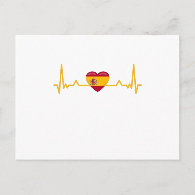 Cartão Postal Espanha Flag Heartbeat España Heart Gift (Frente)