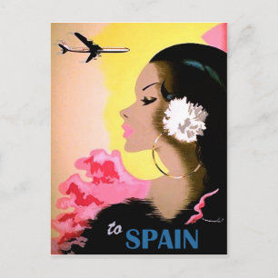 Cartão Postal Espanha, mulher com fantasia tradicional de dança