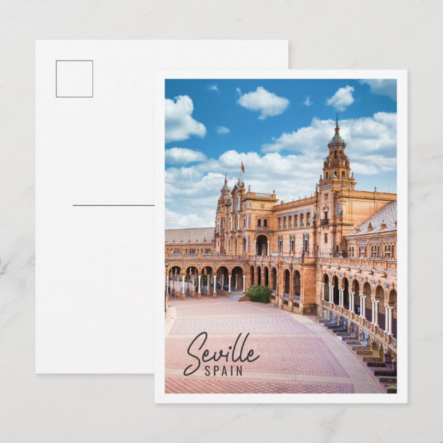 Cartão Postal Espanha Square na Espanha de Sevilha (Frente/Verso)