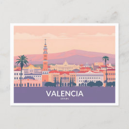 Cartão Postal Espanha Valencia Old Town Pastel Viagem