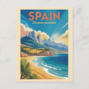 Cartão Postal Espanha Vintage Costa Dorada Viagem Retro