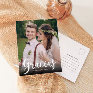 Cartão Postal Espanhol Obrigado Foto Casamento Agradecimento Mod