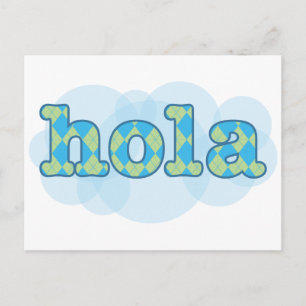 Cartão Postal Espanhol - Olá com padrão argyle