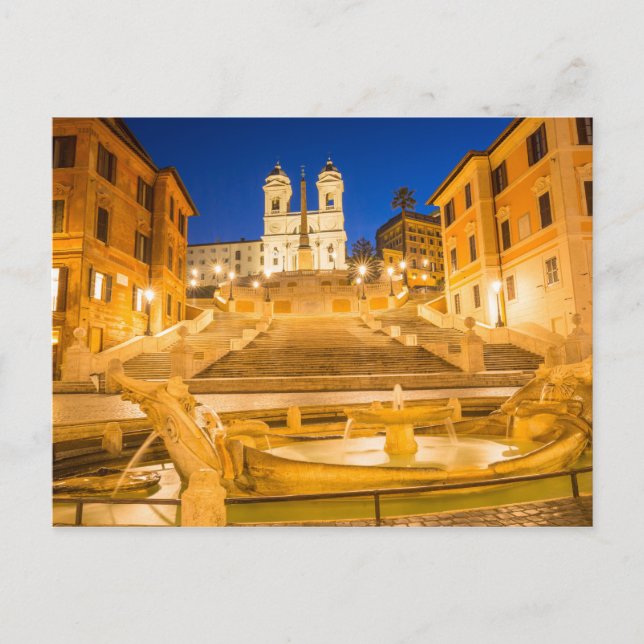 Cartão Postal Espanhol, Trinità dei Monti, igreja de Roma Itália (Frente)