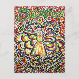 Cartão Postal Español Serenity Prayer Angel Painting Postcards