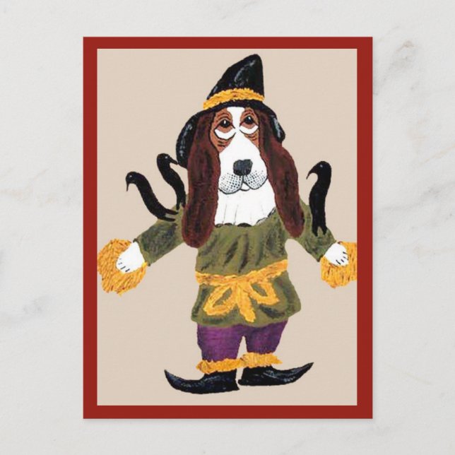 Cartão Postal Espantalho Basset Hound (Frente)
