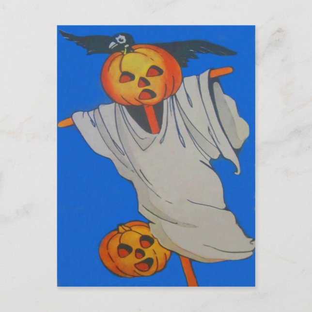 Cartão Postal Espantalho Jack O' Lantern Abóbora Fantasma (Frente)