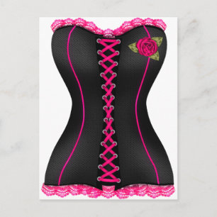 Cartão Postal Espartilho Preto Rosa rosa
