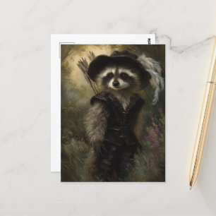 Cartão Postal Especialista em Artes Raccoon Vestido a Preto