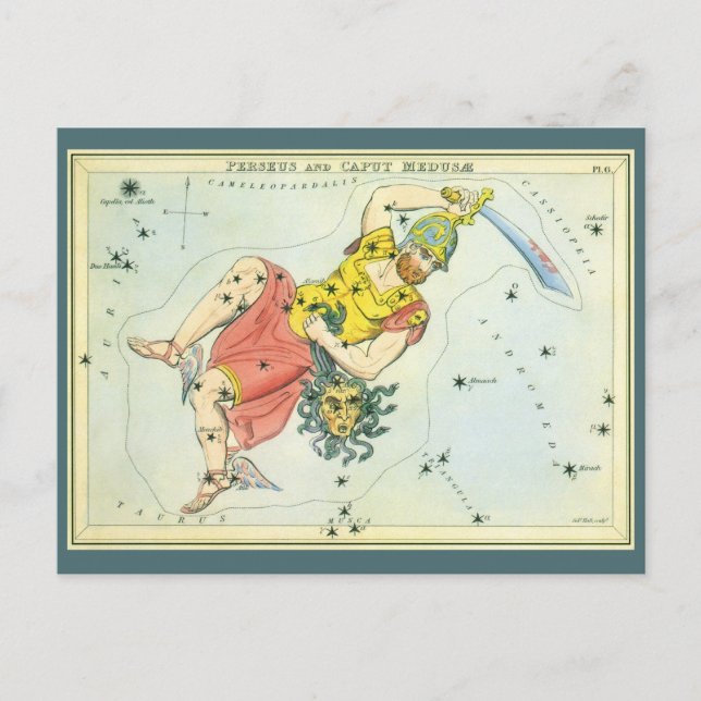 Cartão Postal Espelho de Urânia, Mapa Celeste de Astronomia Anti (Frente)