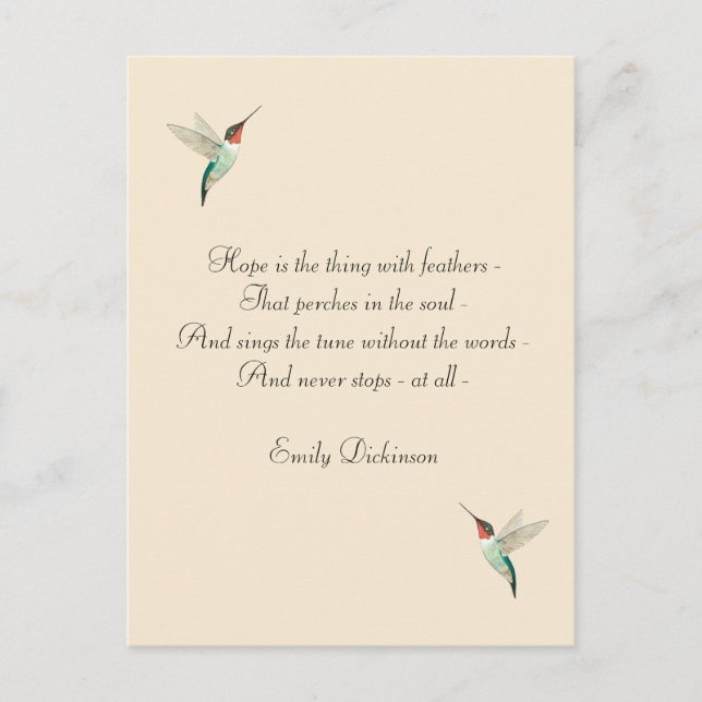 Cartão Postal Esperança de beija-flores (Frente)