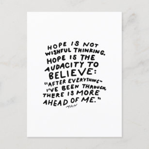 Cartão Postal Esperança não é pensamento de desejos - citação in