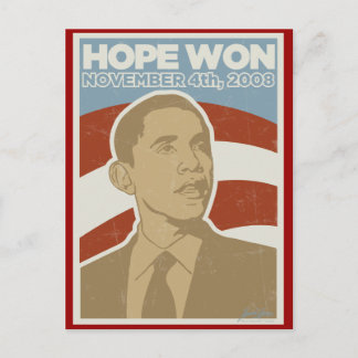 Cartão Postal "Esperança Venceu" Obama Vintage