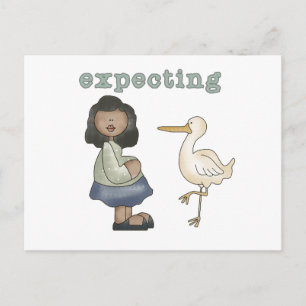 Cartão Postal Esperando - Mãe Afro-Americana para Ser e Stork