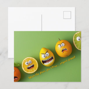 Cartão Postal Esperem Rostos Engraçados com Drama