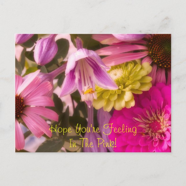 Cartão Postal Espero que esteja se sentindo rosa! (Frente)