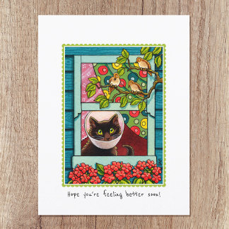 Cartão Postal "Espero que se sinta melhor logo" Gato Gato Gato