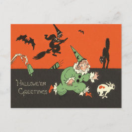 Cartão Postal Espetáculo de Gato Preto de Bruxa de Cachorro