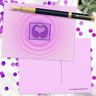 Cartão Postal Espiral de Coração Cor-de-Rosa Com Moldura Que Te 