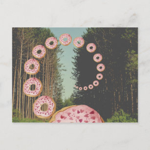 Cartão Postal Espiral de rosquinhas frágeis na colagem de árvore