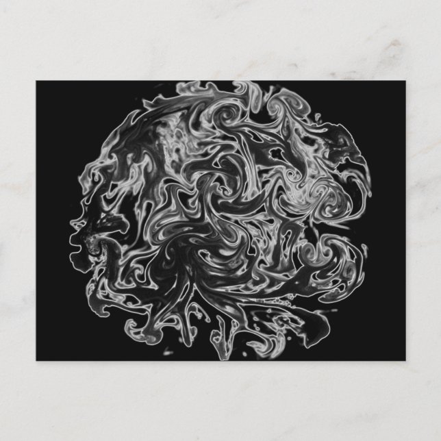 Cartão Postal espiral de tinta branca e preta (Frente)