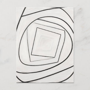 Cartão Postal Espiral Quadrada Abstrata Preto Branco